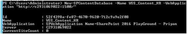 Create new Content DB